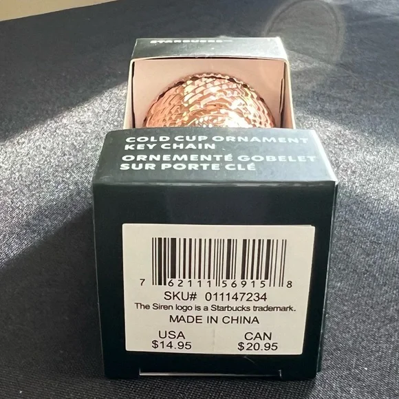 Starbucks Rose Gold Cold Cup Ornament, Keychain Holiday 2023   New - Picture 2 of 4
